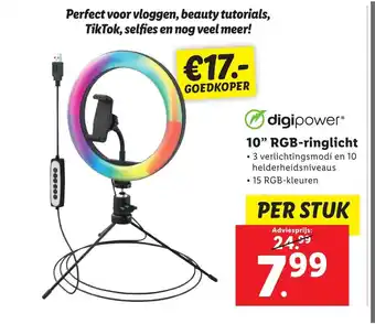 Lidl digipower 10 RGB-ringlicht per stuk aanbieding