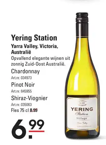 Sligro Yering station chardonnay 75 cl aanbieding