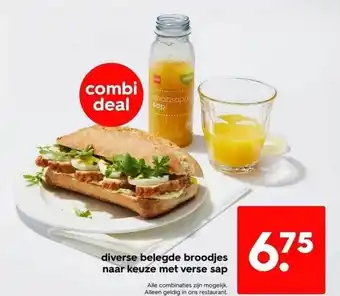 HEMA Diverse belegde broodjes naar keuze met verse sap aanbieding