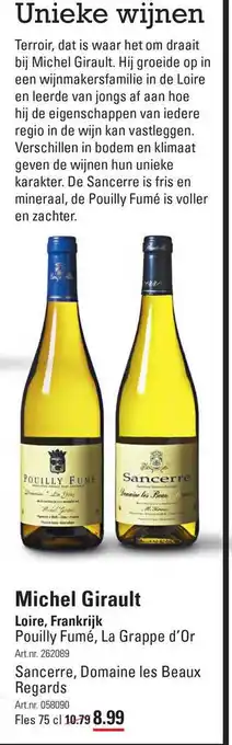 Sligro Michel girault pouilly fume la grappe d'or , sancerre domaine les beaux regards 75 cl aanbieding