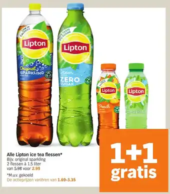 Albert Heijn Alle lipton ice tea flessen 2 flessen a 1,5 liter aanbieding