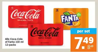 Albert Heijn Alle coca-cola of fanta 330 ml 12-packs per set aanbieding