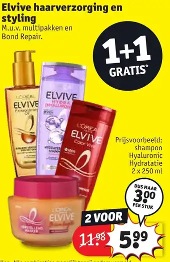 Kruidvat Elvive haarverzorging en styling 2 voor, 2 x 250 ml aanbieding