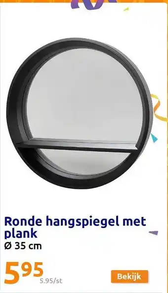 Action Ronde hangspiegel met plank aanbieding