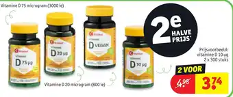 Kruidvat Prijsvoorbeeld: vitamine D 10 ug 2 x 300 stuks, 2 voor aanbieding