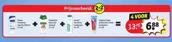 Kruidvat Prijsvoorbeeld: sanex protector douche 250 ml + palmolive naturals almond + elmex sensitive tandpasta + colgate triple action aanbieding