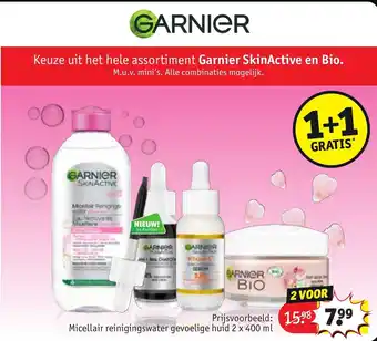 Kruidvat Garnier prijsvoorbeeld: micellair reinigingswater gevoelige huid 2 x 400 ml, 2 voor aanbieding