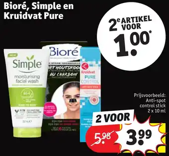 Kruidvat Biore, simple kruidvat pure prijsvoorbeeld: anti-spot control stick 2 x 10 ml, 2 voor aanbieding