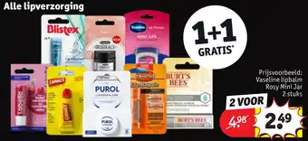 Kruidvat Alle lipverzorging prijsvoorbeeld: vaseline lipbalm rosy mini jar 2 stuks aanbieding