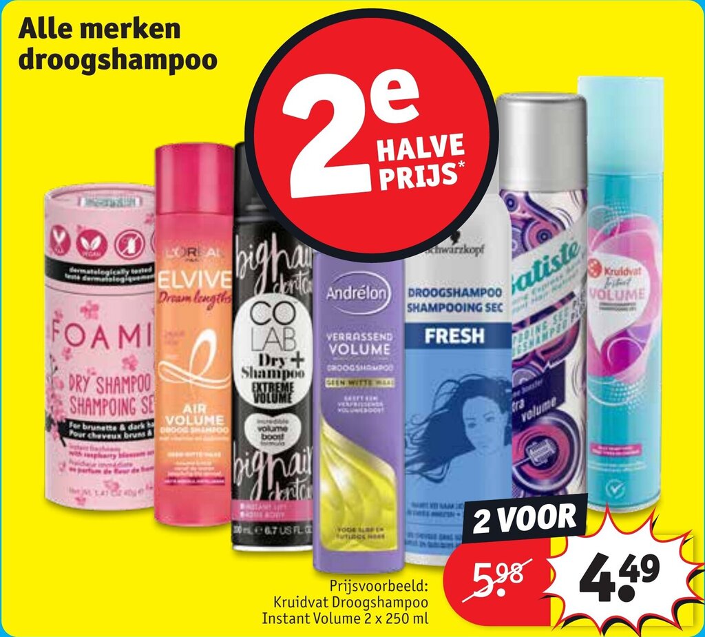 Alle merken droogshampoo aanbieding bij Kruidvat
