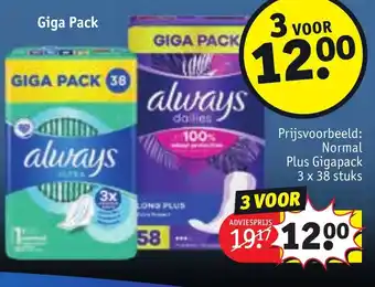 Kruidvat Normal plus gigapack 3 x 38 stuks aanbieding