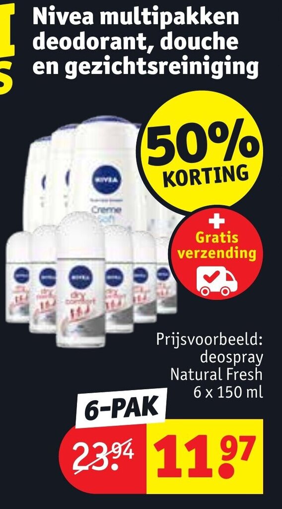 Nivea multipakken deodorant, douche en gezichtsreiniging aanbieding bij