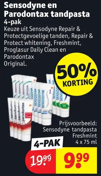 Kruidvat Sensodyne en parodontax tandpasta 4-pak aanbieding