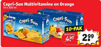 Kruidvat Capri-sun multivitamine en orange 10 x 200ml aanbieding