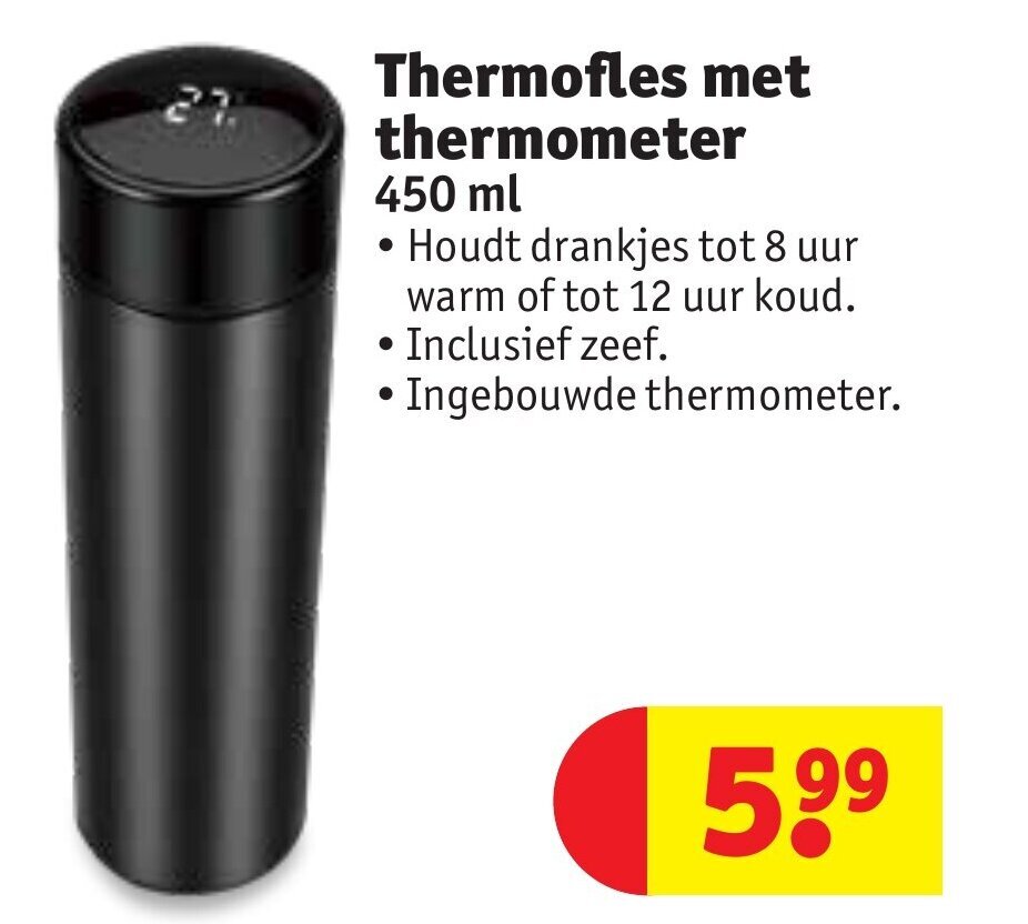 Thermofles met thermometer 450ml aanbieding bij Kruidvat
