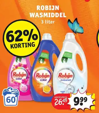 Kruidvat Robijn wasmiddel 3 liter aanbieding