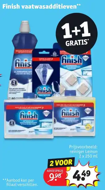 Kruidvat Finish vaatwasadditieven 1+1 gratis aanbieding