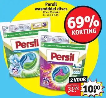 Kruidvat Persil wasmiddel discs 22 en 25 stuks aanbieding