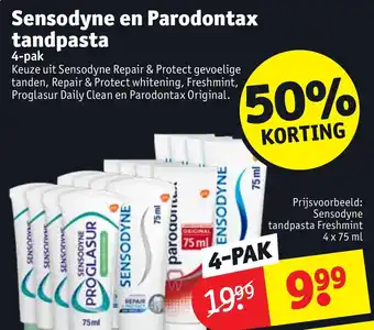 Kruidvat Sensodyne en parodontax tandpasta 4-pak aanbieding