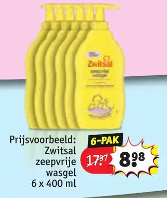 Kruidvat Zwitsal zeepvrije wasgel 6 x 400ml aanbieding