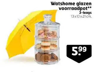 Trekpleister Watshome glazen voorraadpot 3-laags aanbieding