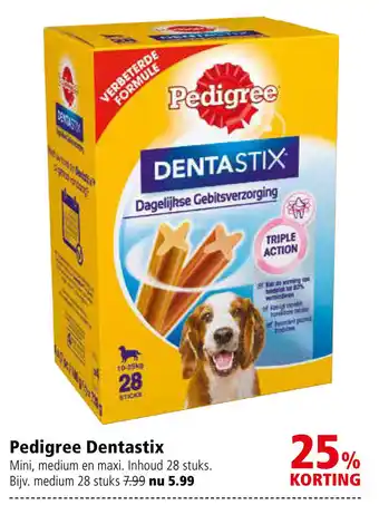 Welkoop Pedigree Dentastix. Bijv. medium 28 stuks aanbieding