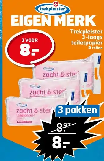 Trekpleister Trekpleister 3-laags toiletpapier aanbieding