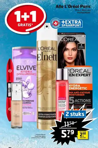 Trekpleister Alle l'oreal paris 1+1 gratis aanbieding