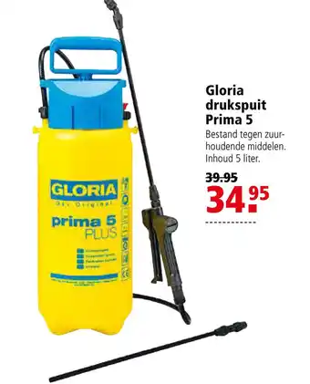 Welkoop Gloria drukspuit Prima 5. Inhoud 5 liter aanbieding