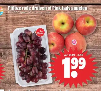 Dirk Pitloze rode druiven of Pink Lady appelen 500 gram of schaal 4 stuks aanbieding