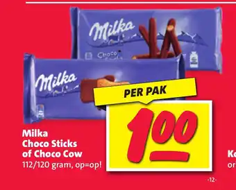 Nettorama Milka Choco Sticks of Choco Cow 112/120 gram aanbieding