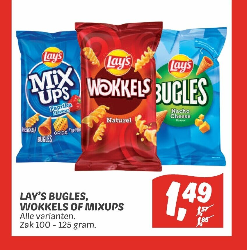 Lay's Bugles Wokkels of Mixups alle varianten zak 100125 gram