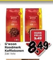 Vomar Voordeelmarkt G'woon roodmerk koffiebonen aanbieding