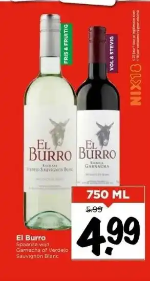 Vomar Voordeelmarkt El burro spaanse wijn. aanbieding