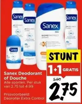 Vomar Voordeelmarkt Sanex deodorant of douche aanbieding