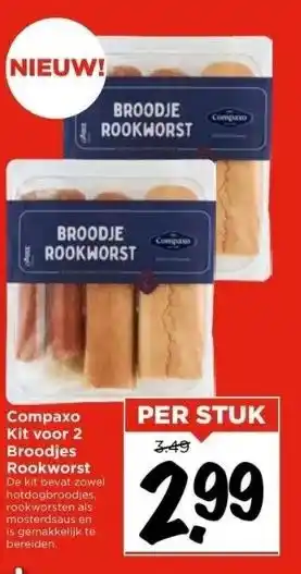 Vomar Voordeelmarkt Compaxo kit voor 2 broodjes rookworst aanbieding