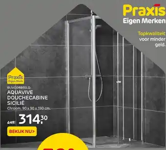 Praxis Aquavive douchecabine sicilie 90x90x190 cm aanbieding