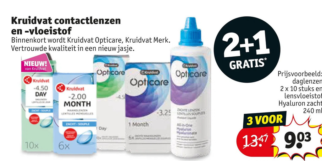 Kruidvat contactlenzen en vloeistof aanbieding bij Kruidvat