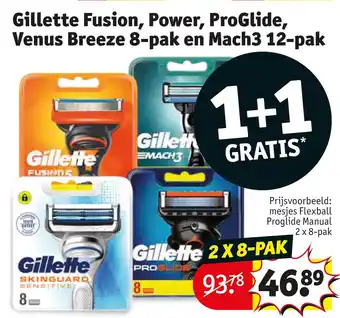 Kruidvat Gillette fusion, power, proglide, venus breeze 8-pak en mach3 12-pak aanbieding