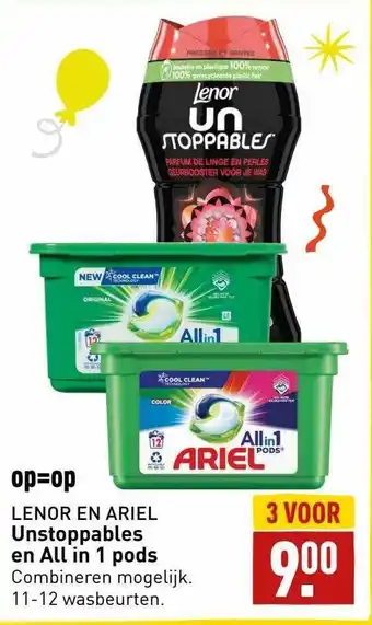 ALDI Lenor en ariel unstoppables aanbieding