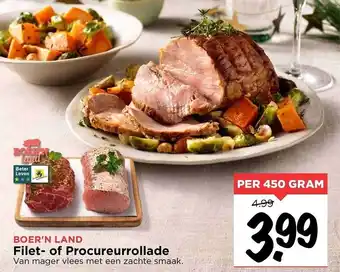 Vomar Voordeelmarkt Boer'n land filet- of procureurrollade aanbieding