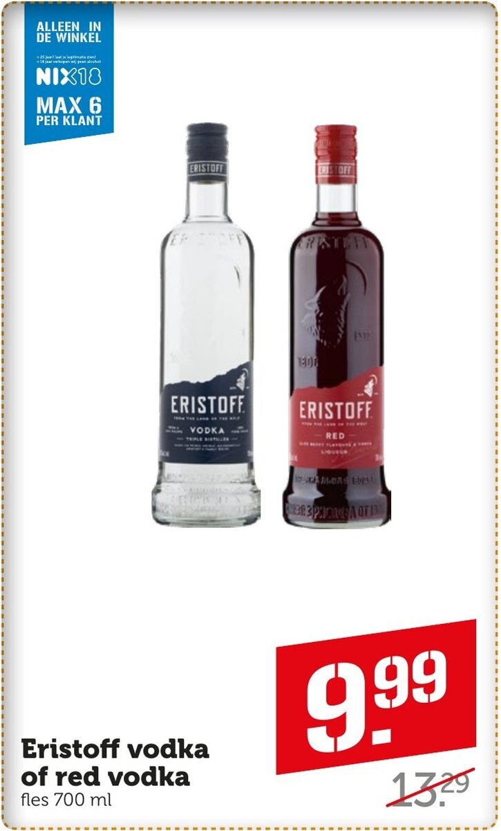 Eristoff vodka of red vodka 700ml aanbieding bij Coop