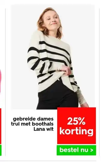 HEMA Gebreide dames trui met boothals Lana wit aanbieding