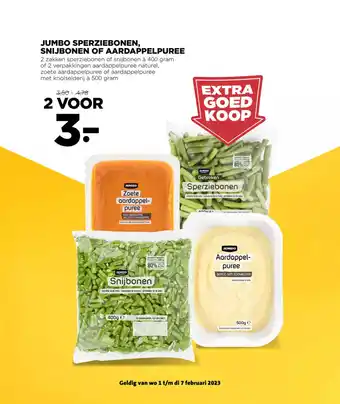 Jumbo Sperziebonen, Snijbonen of Aardappelpuree aanbieding