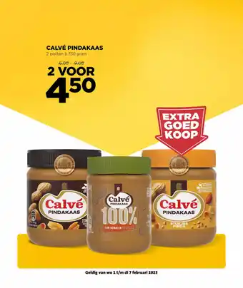 Jumbo Calve Pindakaas 2 potten a 350 gram aanbieding