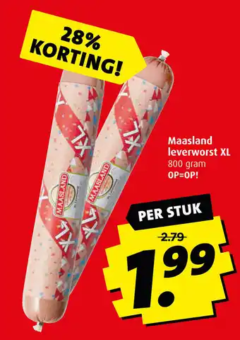 Boni Maasland leverworst XL 800 gram per stuk aanbieding