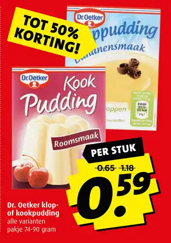 Boni Dr. Oetker klop of kookpudding pakje 74-90gram per stuk aanbieding