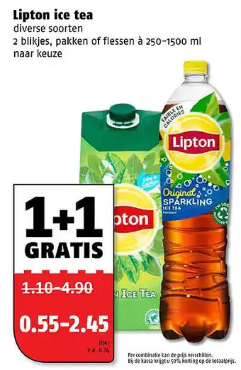 Poiesz Lipton ice tea 250-1500 ml aanbieding