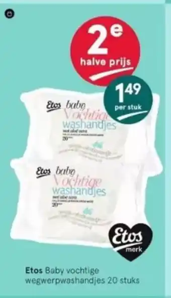 Etos Etos baby vochtige wegwerpwashandjes 20 stuks aanbieding