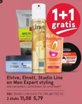 Etos Elvive, elnett, studio line en men expert styling aanbieding